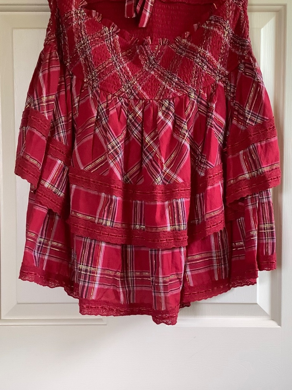 Loveshackfancy Deanna Tartan Halter Mini Dress Red SZ XXL - Picture 8 of 13